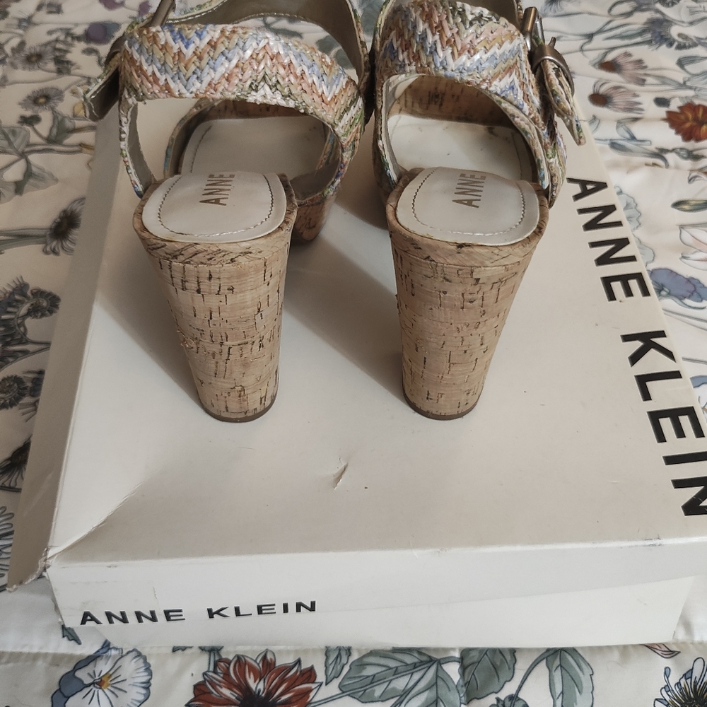 Anne Klein Zigzag Pattern Cork Platform Sandals - image 7